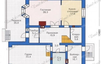 Оригинальный коттедж с гаражом и мансардой  Интересный загородный дом с мансардой