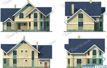 Проект дома со скошенной кровлей на 204 м2  Оригинальный дом с косой кровлей