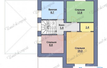 Коттедж с автомобильным навесом Загородный дом на 122 м2 с интересным автомобильным навесом