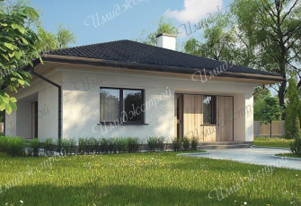 проект одноэтажного коттеджа из кирпича 12 на 12 метров