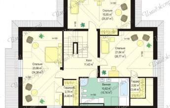 Двухэтажный дом с яркой красной кровлей  Неповторимое здание со сложной кровлей на 264 м2