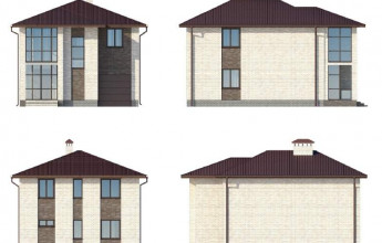 Жилой двухэтажный дом Жилой дом с огромными витражными окнами