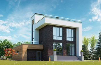 Дом с плоской кровлей на 198 м2  Коттедж с плоской крышей