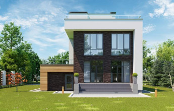 Дом с плоской кровлей на 198 м2  Коттедж с плоской крышей