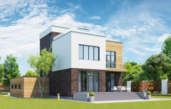 Двухэтажный дом с интересной геометрией  Коттедж со строгой геометрией