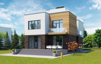 Двухэтажный дом с интересной геометрией  Коттедж со строгой геометрией