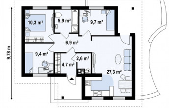Проект небольшого дома в один этаж 78 кв.м.