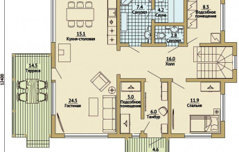 Лесной дом на 215 м2  Двухэтажный лесной коттедж