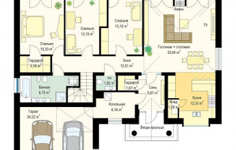 Одноэтажный коттедж с гаражом 227 кв.м
