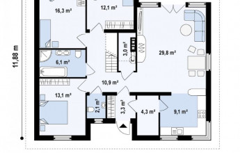 Площадь коттеджа 238 квадратных метров в два этажа