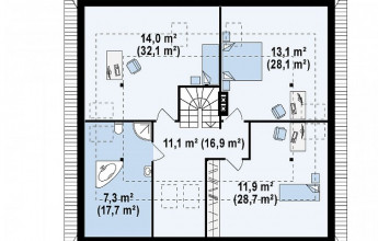 Площадь коттеджа 238 квадратных метров в два этажа