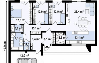 Дом с плоской кровлей 170 кв.м.