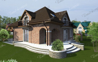 Дом в европейском стиле со сложной кровлей  Коттедж с оригинальной мансардой