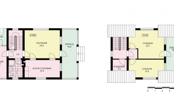 Каменно-блочный коттедж с балконом и террасой на первом этаже