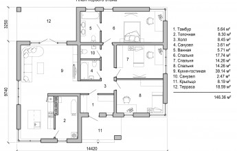 Одноэтажный дом 146