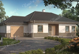 Одноэтажный дом с гаражом в стиле минимализма Одноэтажный коттедж в стиле минимализма