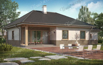 Одноэтажный дом с гаражом в стиле минимализма Одноэтажный коттедж в стиле минимализма