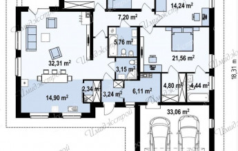 Проект дома с двойным гаражом 221 кв.м.
