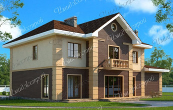 Дом с оригинальным фасадом в авторском стиле Коттедж с комбинированным фасадом на 293 м2