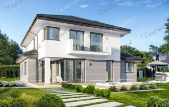 Светлый дом в стиле конструктивизма Дом в светлых тонах на 273 м2