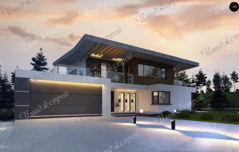 Современный дом в стиле Райта Современный двухэтажный особняк в стиле Райта