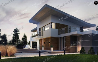 Современный дом в стиле Райта Современный двухэтажный особняк в стиле Райта