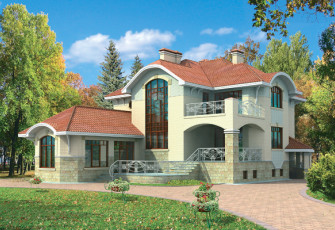 Трехэтажный коттедж с цоколем на 476 кв2