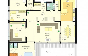 Современное решение с плоской кровлей 374 кв.м.