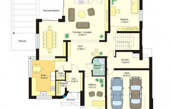 Двухэтажный коттедж с пристроенным гаражом на 343 кв2