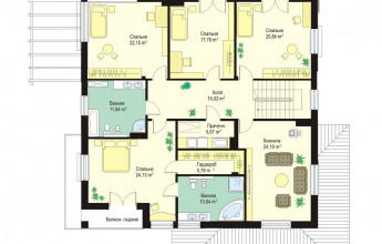 Двухэтажный коттедж с пристроенным гаражом на 343 кв2