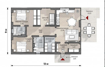 121 кв.м. один этаж