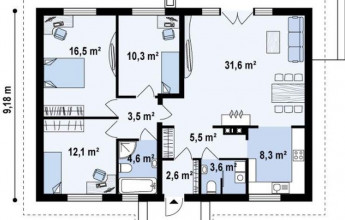 Коттедж с двухскатной крышей в 99 кв.м.