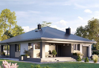 одноэтажный коттедж с гаражом