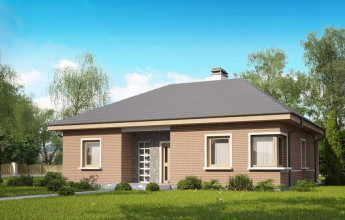 Небольшой коттедж в один этаж с угловым входом 129 кв.м.